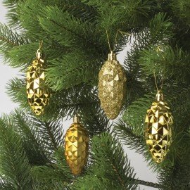 Украшение ёлочное "Шишки" 4 шт., 9 см, пластик, золотистые, ЗОЛОТАЯ СКАЗКА, 590898