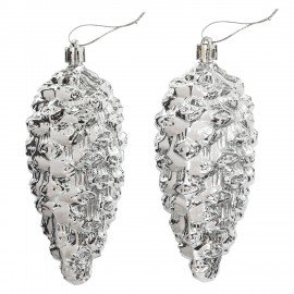 Украшение ёлочное "Шишки" 3 шт., 14 см, пластик, серебристые, ЗОЛОТАЯ СКАЗКА, 590899