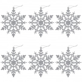 Украшение ёлочное "Снежинки" 6 шт., 12 см, пластик, серебристые с глиттером, ЗОЛОТАЯ СКАЗКА, 591131