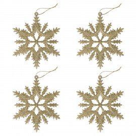Украшение ёлочное "Снежинки" 4 шт., 13 см, пластик, золотистые, ЗОЛОТАЯ СКАЗКА, 591132