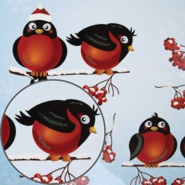 Наклейка для окон двусторонняя МНОГОРАЗОВАЯ 30х38 см "Снегири", ЗОЛОТАЯ СКАЗКА, 591185