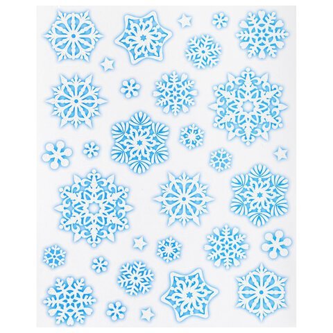 Украшение для окон и стекла ЗОЛОТАЯ СКАЗКА "Голубые снежинки 4", 30х38 см, ПВХ, 591198