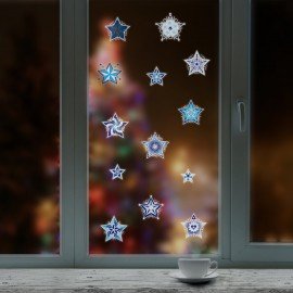 Украшение для окон и стекла ЗОЛОТАЯ СКАЗКА "Синие снежинки 4", 30х38 см, ПВХ, 591206