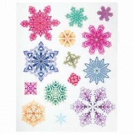 Украшение для окон и стекла ЗОЛОТАЯ СКАЗКА "Разноцветные снежинки 4", 30х38 см, ПВХ, 591214
