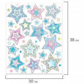 Украшение для окон и стекла ЗОЛОТАЯ СКАЗКА "Цветные снежинки 3", 30х38 см, ПВХ, 591221