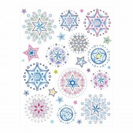 Украшение для окон и стекла ЗОЛОТАЯ СКАЗКА "Цветные снежинки 4", 30х38 см, ПВХ, 591222