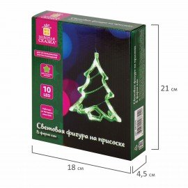 Световая фигура на присоске ЗОЛОТАЯ СКАЗКА "Ёлочка", 10 LED, на батарейках, зеленая, 591275