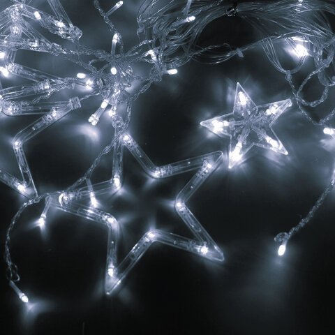 Электрогирлянда-занавес комнатная "Звезды" 3х1 м, 138 LED, холодный белый, 220 V, ЗОЛОТАЯ СКАЗКА, 591337