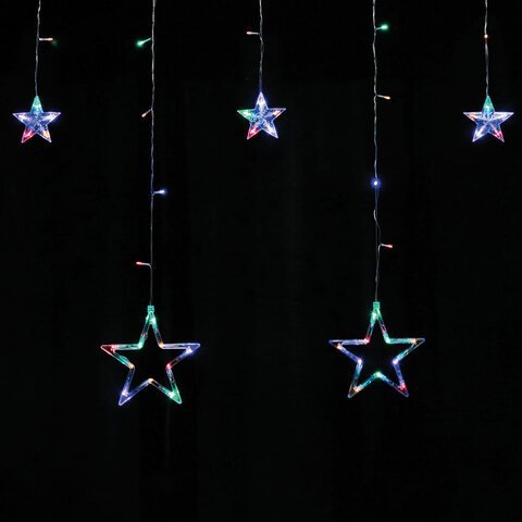Электрогирлянда-занавес комнатная "Звезды" 3х0,5 м, 108 LED, мультицветная, 220 V, ЗОЛОТАЯ СКАЗКА, 591356