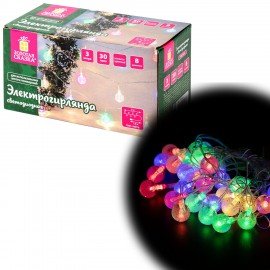 Электрогирлянда-нить комнатная "Bubble ball", 3 м, 30 LED, мультицветная, 220 V, контроллер, ЗОЛОТАЯ СКАЗКА, 591363