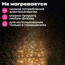 Электрогирлянда-конский хвост комнатная, 2м, 200LED, тёплый белый, 220V, ЗОЛОТАЯ СКАЗКА, 591365
