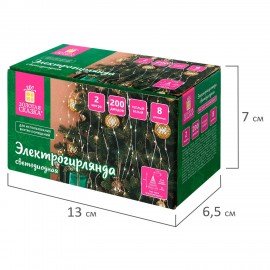 Электрогирлянда-конский хвост комнатная, 2м, 200LED, тёплый белый, 220V, ЗОЛОТАЯ СКАЗКА, 591365