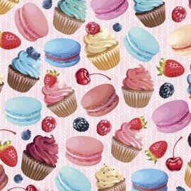 Бумага упаковочная мелованная "Sweets", 70x100 см, 5 дизайнов ассорти, ЗОЛОТАЯ СКАЗКА, 591596