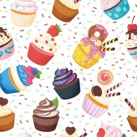Бумага упаковочная мелованная "Sweets", 70x100 см, 5 дизайнов ассорти, ЗОЛОТАЯ СКАЗКА, 591596