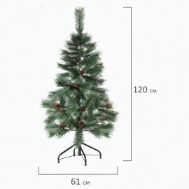 Ель новогодняя искусственная "Velvet Pinewood" 120 см, с инеем и шишками, ПВХ, ЗОЛОТАЯ СКАЗКА, 591702