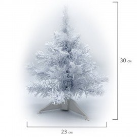 Ель новогодняя искусственная настольная "Snow White" 30 см, ПВХ, белая, ЗОЛОТАЯ СКАЗКА, 591708