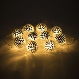 Электрогирлянда-нить комнатная "Диско-шары", 1,5м,10LED, тёплый белый, батарейки, ЗОЛОТАЯ СКАЗКА, 591731