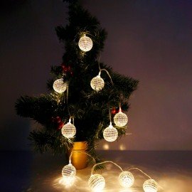 Электрогирлянда-нить комнатная "Диско-шары", 1,5м,10LED, тёплый белый, батарейки, ЗОЛОТАЯ СКАЗКА, 591731