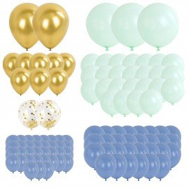 Шары воздушные НАБОР ДЛЯ ДЕКОРА "Нежность", 105 шаров, голубой/мятный/золото, BRAUBERG KIDS, 591896