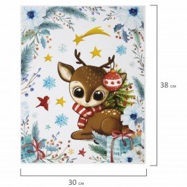 Наклейка для окон двусторонняя МНОГОРАЗОВАЯ 30х38 см, "Оленёнок", ЗОЛОТАЯ СКАЗКА, 591925