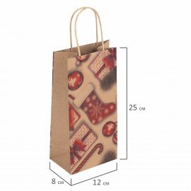 Пакет подарочный КОМПЛЕКТ 10 штук, 12x8x25 см, ЗОЛОТАЯ СКАЗКА, 591965