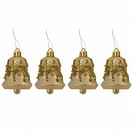 Украшение ёлочное "Колокольчики", 4 шт., 6,5х5 см, пластик, золотистые, ЗОЛОТАЯ СКАЗКА, 591999