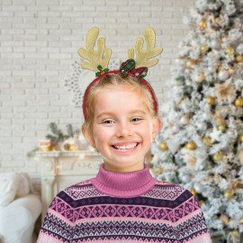 Ободок новогодний с рожками, 24,5х21 см, пластик, цвет: красный/золотистый, ЗОЛОТАЯ СКАЗКА, 592005