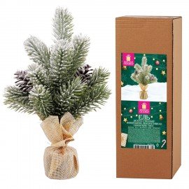 Ель новогодняя искусственная настольная 25 см, заснеженная, с шишками, литой ПЭТ, ЗОЛОТАЯ СКАЗКА, 592010