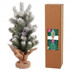 Ель новогодняя искусственная настольная 50 см, заснеженная, с шишками, литой ПЭТ, ЗОЛОТАЯ СКАЗКА, 592011