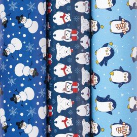 Бумага упаковочная новогодняя НАБОР 3 шт., "Snow Fun", 70х100 см, 3 дизайна, ЗОЛОТАЯ СКАЗКА, 592060