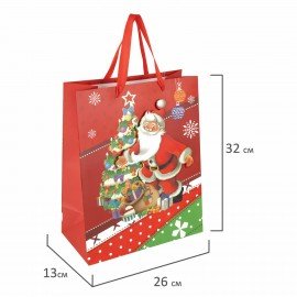 Пакет подарочный НАБОР 4 штуки новогодний 26x32x13 см, "3D Large", ЗОЛОТАЯ СКАЗКА, 592120