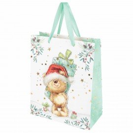 Пакет подарочный НАБОР 4 штуки новогодний 26x32x13 см, "3D Large", ЗОЛОТАЯ СКАЗКА, 592120