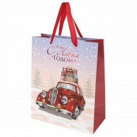 Пакет подарочный НАБОР 4 штуки новогодний 26x32x13 см, "3D Large", ЗОЛОТАЯ СКАЗКА, 592120