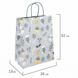 Пакет подарочный НАБОР 4 штуки новогодний 26x32x13 см, "Kraft Large", ЗОЛОТАЯ СКАЗКА, 592133