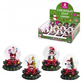 Сувенир снежный шар ДРУЗЬЯ ДЕДА МОРОЗА, диаметр 45 мм, полистоун/стекло, 4 дизайна ассорти, ЗОЛОТАЯ СКАЗКА, 592138