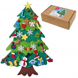 Фетровая ель с игрушками 102х68 см, 32 украшения, 3 м гирлянда, ЗОЛОТАЯ СКАЗКА, 592141