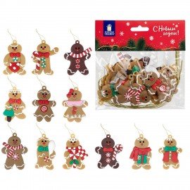 Украшение ёлочное "Пряничные человечки", 12 шт., 7 см, ЗОЛОТАЯ СКАЗКА, 592146