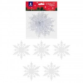 Украшение ёлочное "Снежинки акриловые", 5 шт., 15 см, пакет с европодвесом, ЗОЛОТАЯ СКАЗКА, 59214, 592148