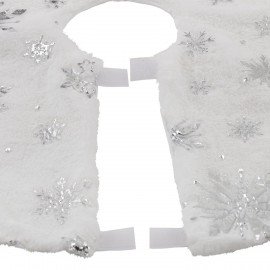 Новогодний коврик под елку белый c серебристыми снежинками, 60 см, полиэстер, ЗОЛОТАЯ СКАЗКА, 592158