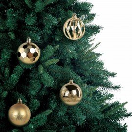 Шары ёлочные 24 шт., 6 см, "Fine Gold", пластик, золотистые, туба, ЗОЛОТАЯ СКАЗКА, 592170