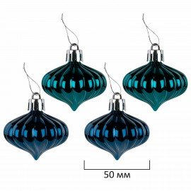 Шары ёлочные НАБОР 44 предмета, "Aurora", бирюзовый/золото, пластик, ЗОЛОТАЯ СКАЗКА, 592173