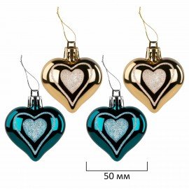 Шары ёлочные НАБОР 56 предметов, "Magic Box", бирюзовый/золото, пластик, ЗОЛОТАЯ СКАЗКА, 592174