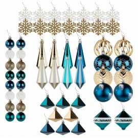 Шары ёлочные НАБОР 56 предметов, "Polar Light", бирюзовый/золото, пластик, ЗОЛОТАЯ СКАЗКА, 592175