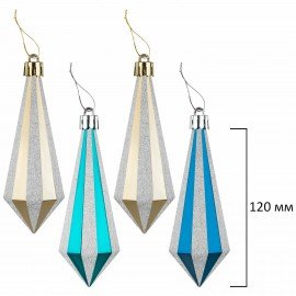 Шары ёлочные НАБОР 56 предметов, "Polar Light", бирюзовый/золото, пластик, ЗОЛОТАЯ СКАЗКА, 592175