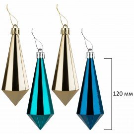 Шары ёлочные НАБОР 56 предметов, "Polar Light", бирюзовый/золото, пластик, ЗОЛОТАЯ СКАЗКА, 592175