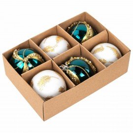 Шары ёлочные 6 шт., 6 см, "Peacock", пластик, бирюзовый/золото, ЗОЛОТАЯ СКАЗКА, 592179