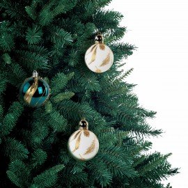 Шары ёлочные 6 шт., 6 см, "Peacock", пластик, бирюзовый/золото, ЗОЛОТАЯ СКАЗКА, 592179