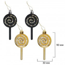Шары новогодние ёлочные "Black&Gold", НАБОР 130 предметов, черный/золото, пластик, ЗОЛОТАЯ СКАЗКА, 592183