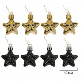 Шары новогодние ёлочные "Black&Gold", НАБОР 130 предметов, черный/золото, пластик, ЗОЛОТАЯ СКАЗКА, 592183