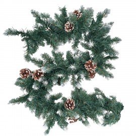 Гирлянда хвойная заснеженная с шишками, длина 270 см, диаметр 25 см, ЗОЛОТАЯ СКАЗКА, 592185